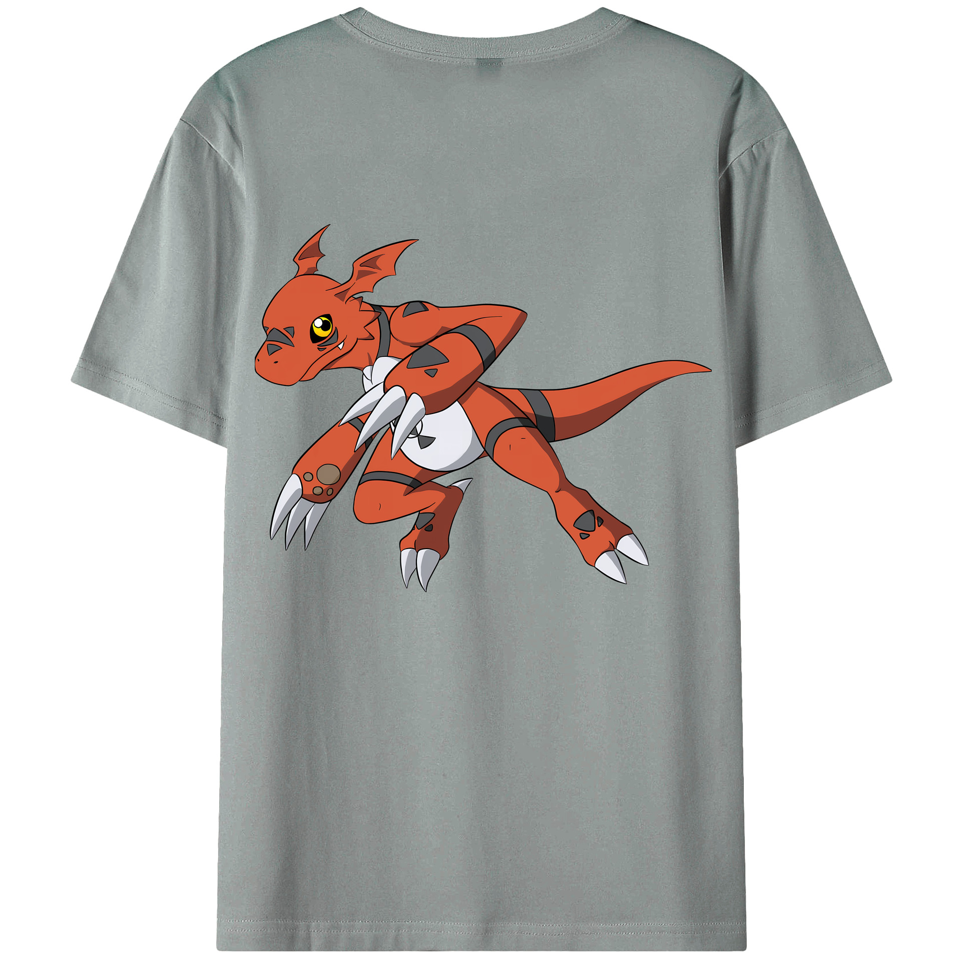 （画像用） Digimon デジタルモンスター/デジモン 綿100％ メンズ半袖Tシャツ（バックプリント） 通気性